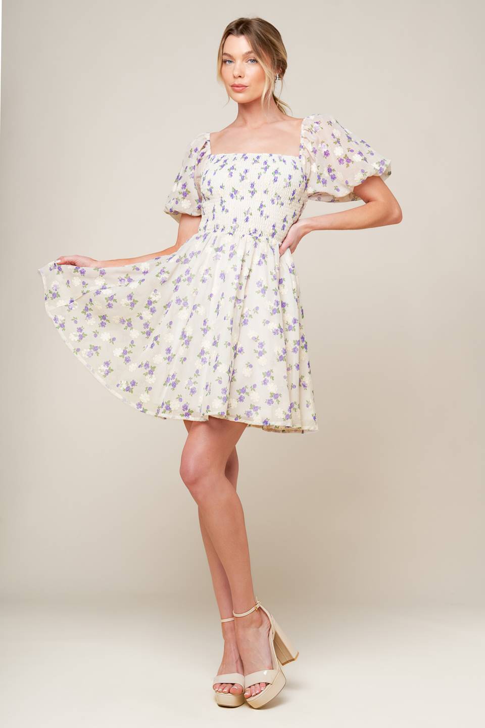 MAKING CONNECTIONS CREAM WOVEN MINI DRESS Flying Tomato
